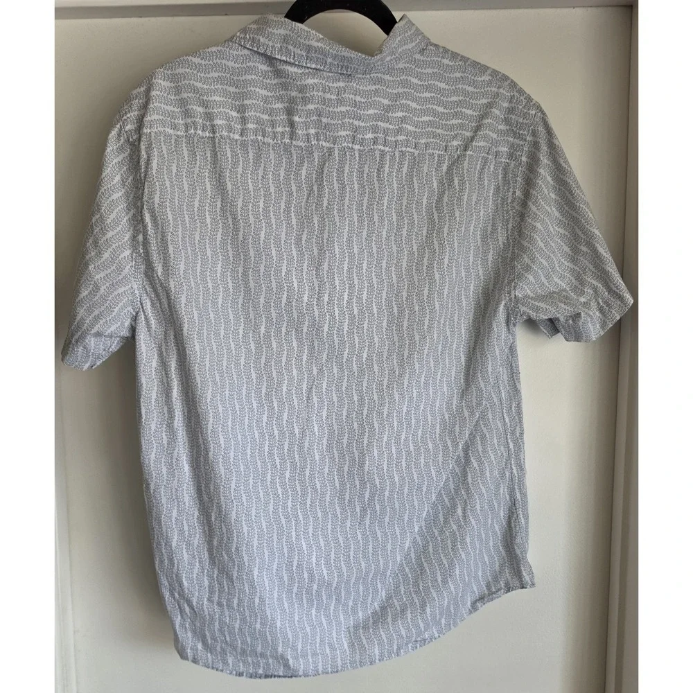 Banana Republic Men M Cotton Polo Shirt White Blue Leaf Collared Top